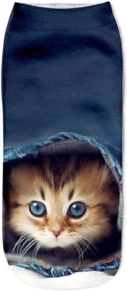 Enkelsokken Kat - kattensokken - fotoprint enkelsokken - Unisex - Maat 36-41