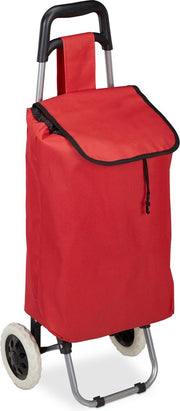 relaxdays boodschappentrolley 28 L - boodschappenkar - groot - inklapbaar - op wielen rood