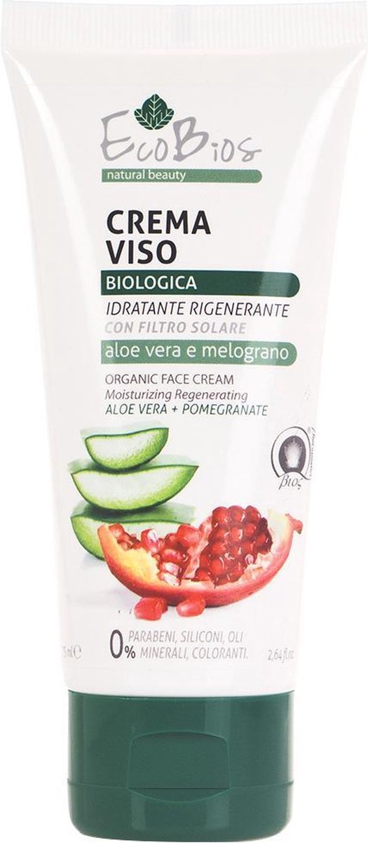 Gezichtscrème (75 ml) Aloë vera met Granaatappel - Vegan