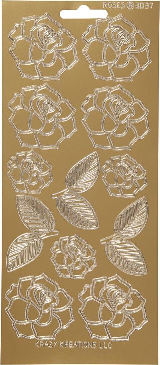 Creotime Foliestickers Rozen 12 Stuks Goud