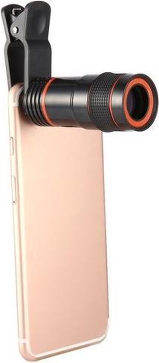 GadgetBay Universele Telephoto Lens 8X Zoom opzetstuk mobiele telefoons - Zwart