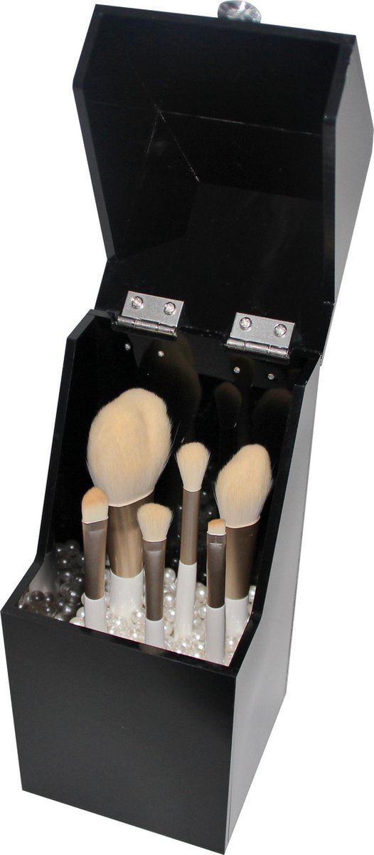 Kwastenhouder Hailey | Acryl | Zwart |Make-up organizer | Kwastenhouder | Cosmetica opbergdoos | Kwasten houder | Kwasten opbergen | Houder voor make-up kwasten | Kwasten organizer | Brushes holder | Beautybox | Cosmetica organizer | Pennenbakje