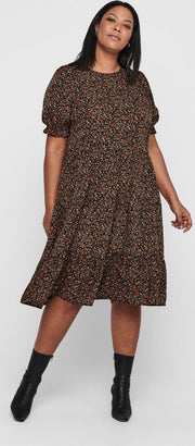 Only Carmakoma Carnori Jurk Zwart/oranje Maat 50