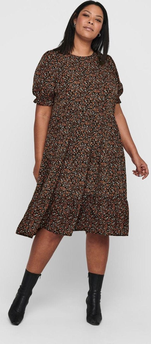 Only Carmakoma Carnori Jurk Zwart/oranje Maat 50