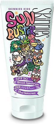 Skinnies Sun Buster SPF50 - Zonnebrand Factor 50 - Kinderen & Babys - Gezicht en Lichaam - Parfumvrij en Waterproof - 35ml