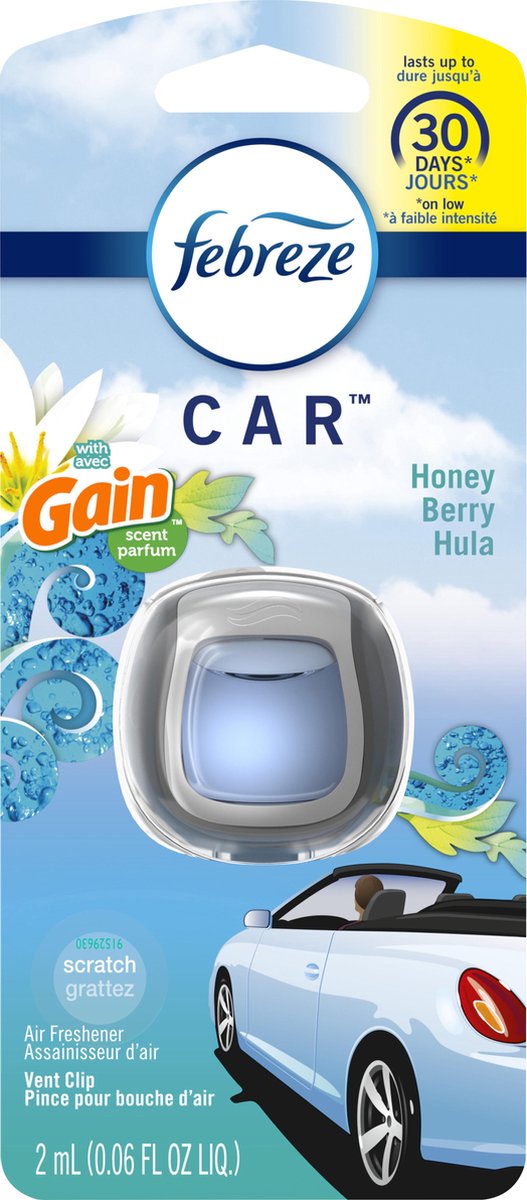 Febreze Car Gain Honey Berry Hula - Autoparfum Voor Een Verfrissende Autogeur! (2ML)