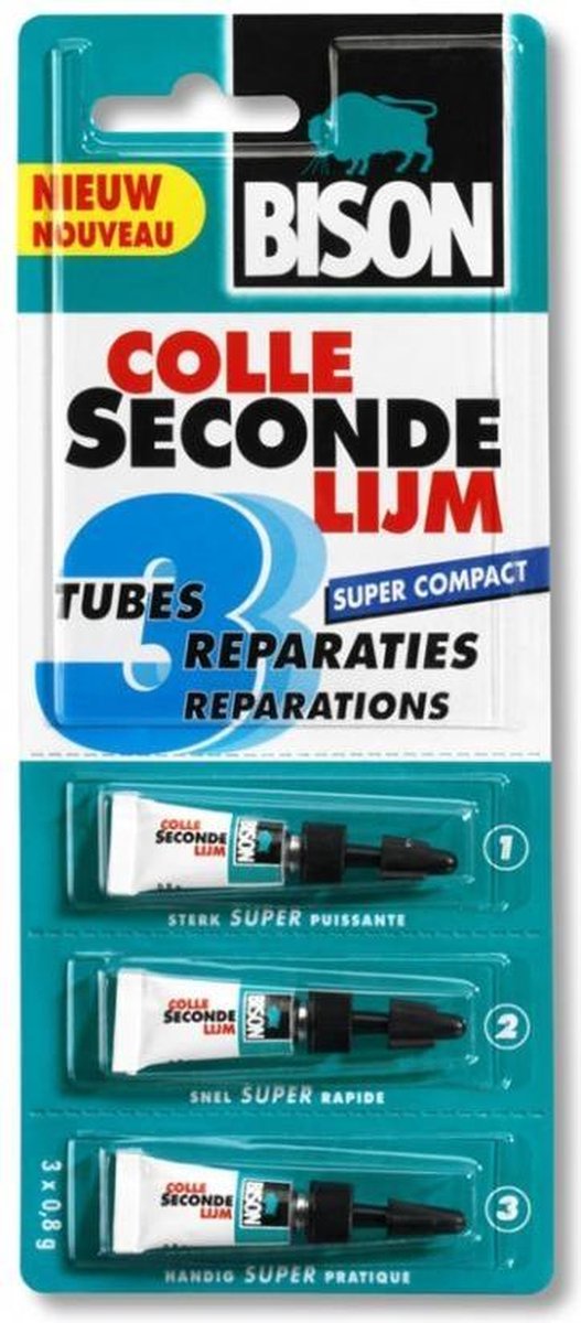 Bison Secondelijm Super Compact - 3 tubes á 1 gram