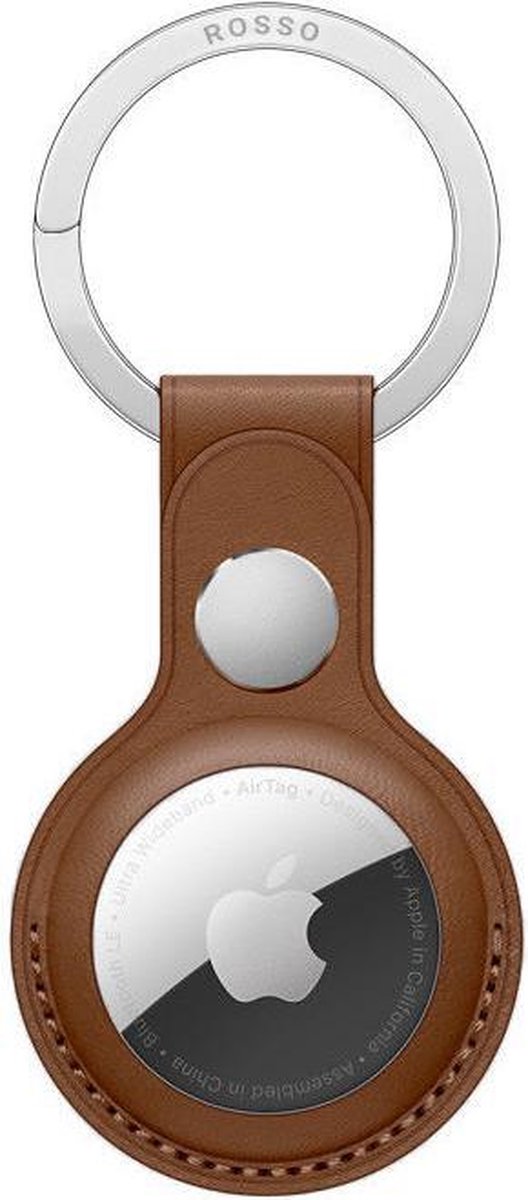 Rosso Deluxe Apple AirTag Sleutelhanger Echt Leer Hoesje Bruin