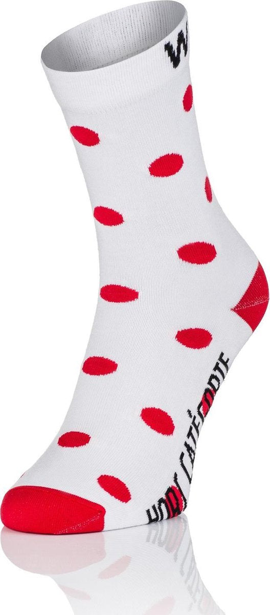 Winaar Polka Fietssokken Wit/Rood Stippen Maat S (39-41)