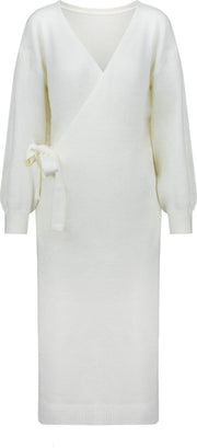 Knitted wrap dress white