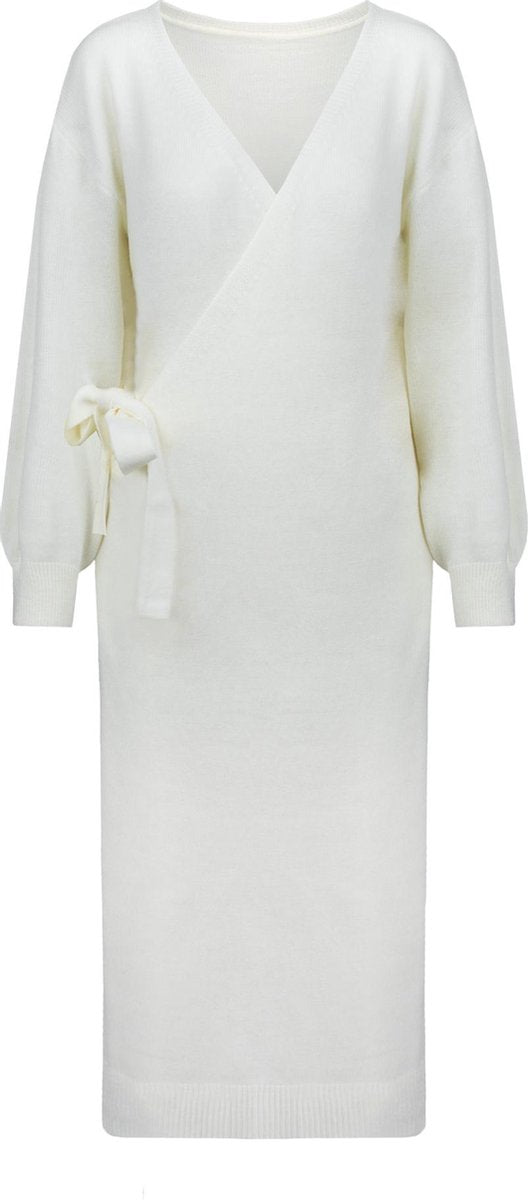 Knitted wrap dress white