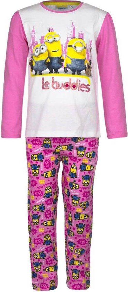 Minions - 2-delige Pyjama-set - Model "Le Buddies" - Roze - 128 cm - 8 jaar