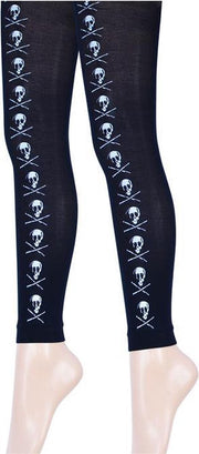 2 Pack Dames legging - 80 Denier - Zwart - schedel logo
