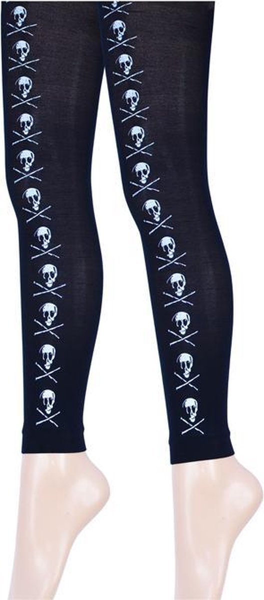 2 Pack Dames legging - 80 Denier - Zwart - schedel logo