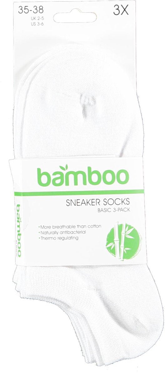 Apollo bamboe sneaker sokken 3-paar - Wit  - 46