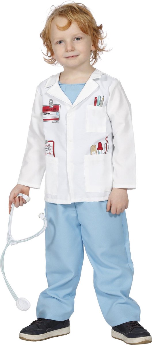 Dokter & Tandarts Kostuum | Dokter Met Stethoscoop Kinderarts | Jongen | Maat 140 | Carnaval kostuum | Verkleedkleding