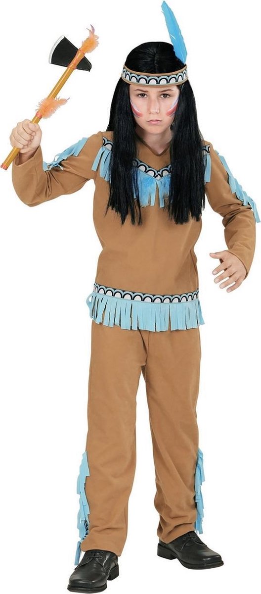 Bruin en blauw indianenkostuum voor jongens - Verkleedkleding