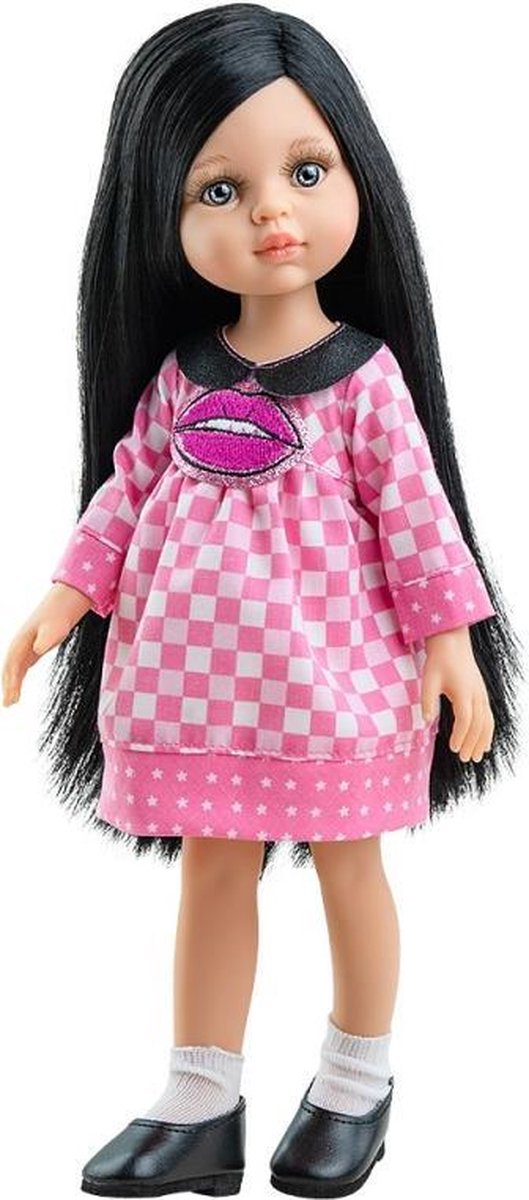 Paola Reina Pop Amigas Carina roze/geruit (32cm)