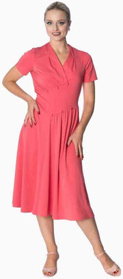 Dancing Days Flare jurk -L- IT'S THE TWIST DANCER Roze