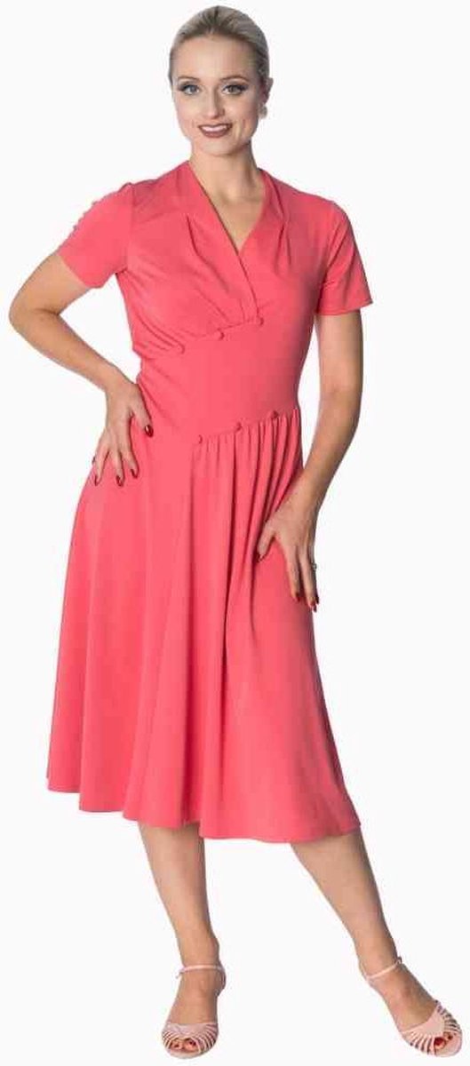 Dancing Days Flare jurk -L- IT'S THE TWIST DANCER Roze