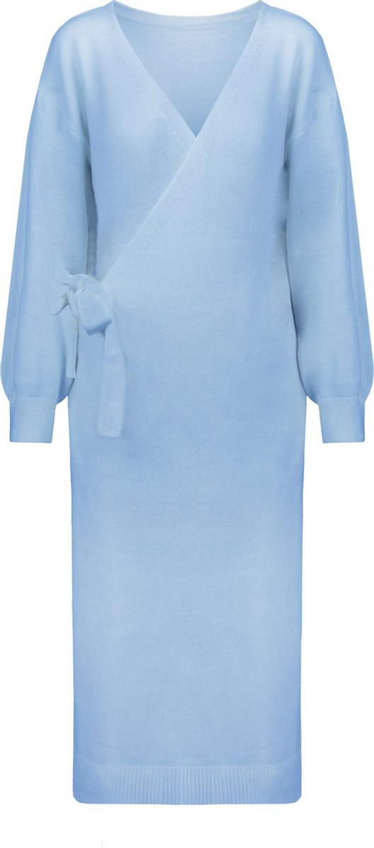 Knitted wrap dress blue