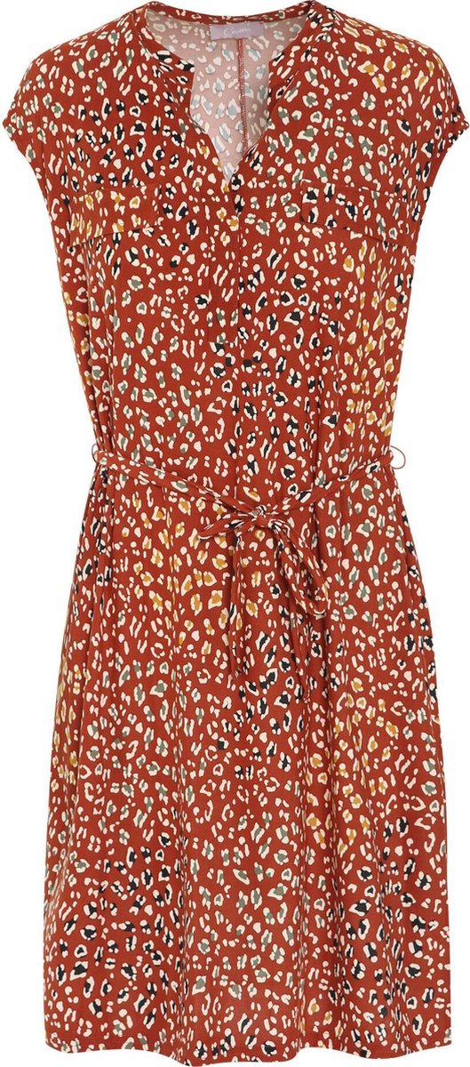 Cassis - Jurk met grafische luipaardprint - Roodbruin