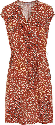 Cassis - Jurk met grafische luipaardprint - Roodbruin