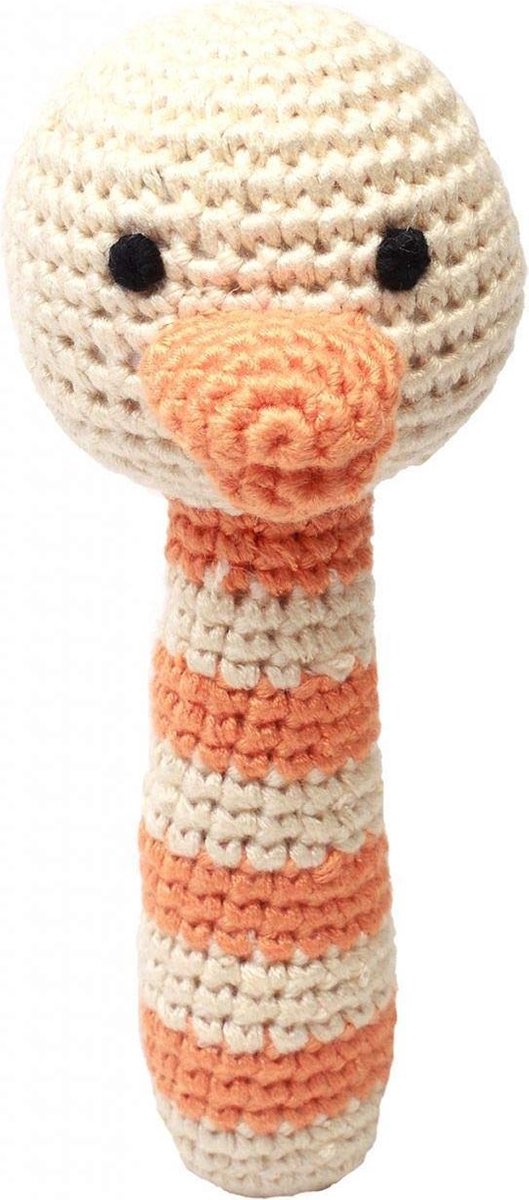 Naturezoo Rammelaar Eend Gehaakt 14 Cm Oranje