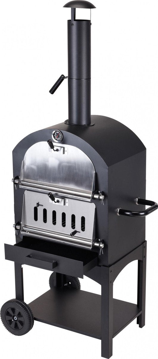 Bbq Barbecue En Pizzaoven 68 X 48 X 156 Cm Rvs Zwart/zilver