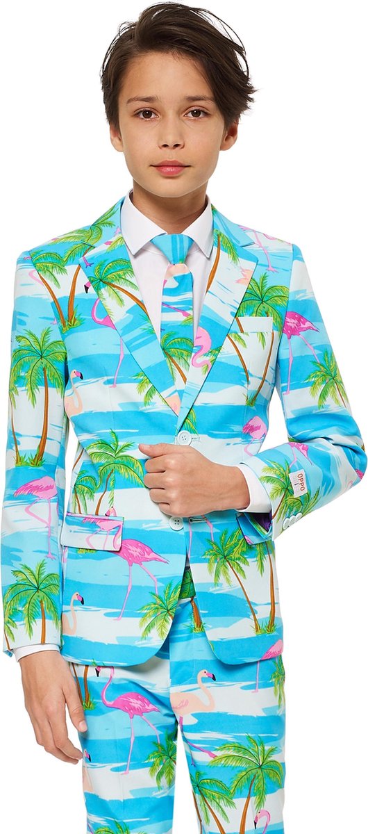 Opposuits Verkleedpak Flaminguy Jongens Polyester Lichtblauw Mt 146-152