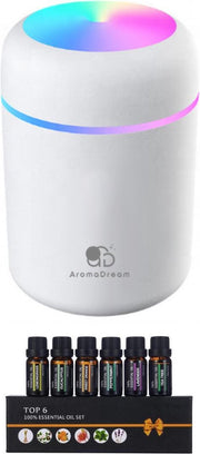 Aroma Dream Diffuser Luchtbevochtiger Wit 300 ML voor Aromatherapie - Incl. Giftbox Etherische Olie - Humidifier