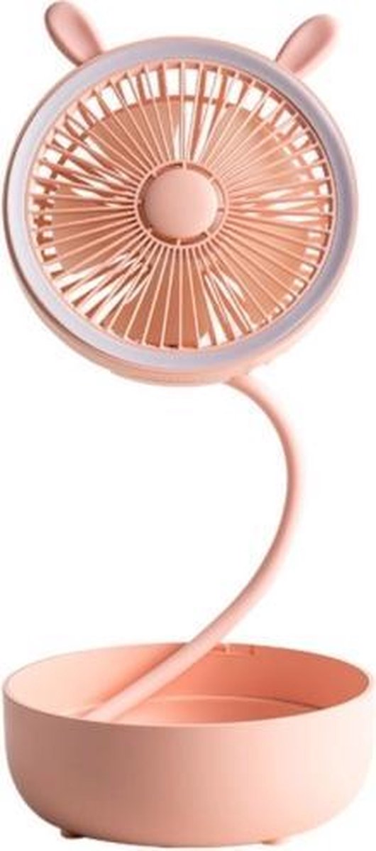 Outdoor Portable Storage Desktop Telescopisch Opvouwbaar Kleine Ventilator Aromatherapie Box Invullicht (Roze)