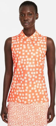Woman Dri Fit Sleeveless Polo Print Orange
