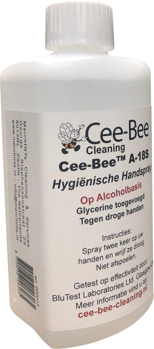 Cee-Bee A-18S Hygienische Handspray op alcoholbasis | Dispenser navulling 500ml | met Glycerine tegen het uitdrogen van de handen