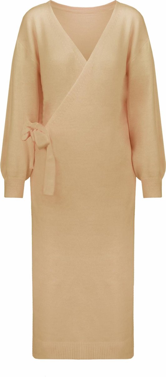 Knitted wrap dress brown
