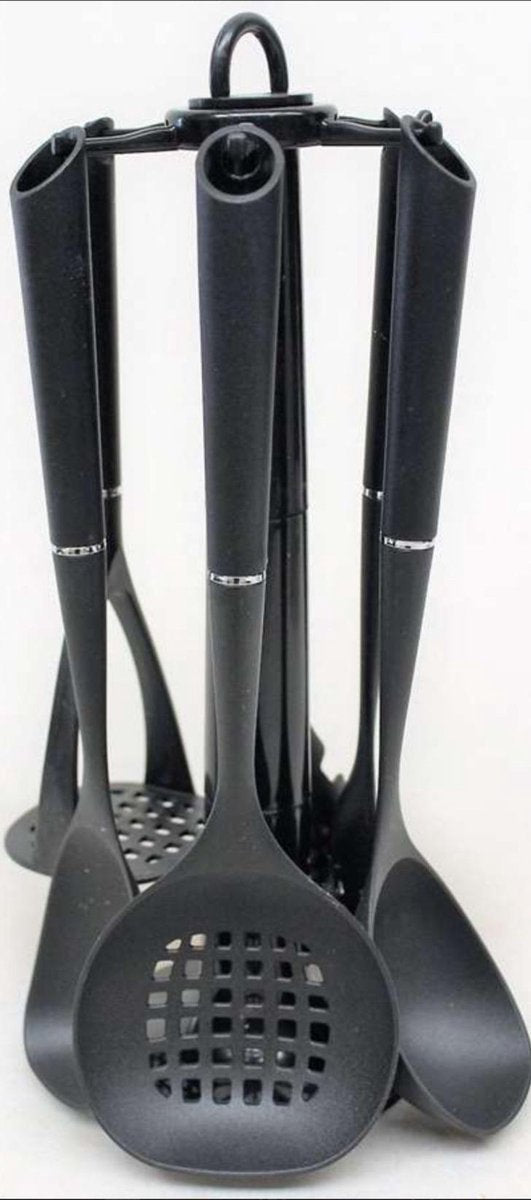 YILTEX – Keukengerei Set / Keukengerei Houder / Keukengerei Set Met Houder – 7 Delig – Nylon – Zwart