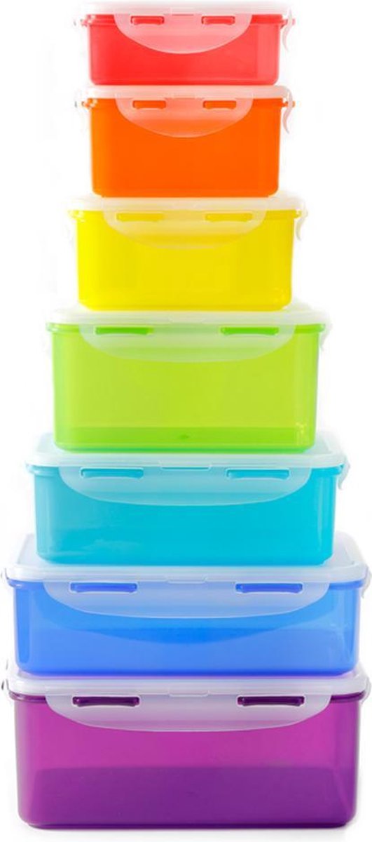 Lock&Lock Vershoudbakjes | Bewaardozen voedsel - Set van 7 Stuks - Rainbow