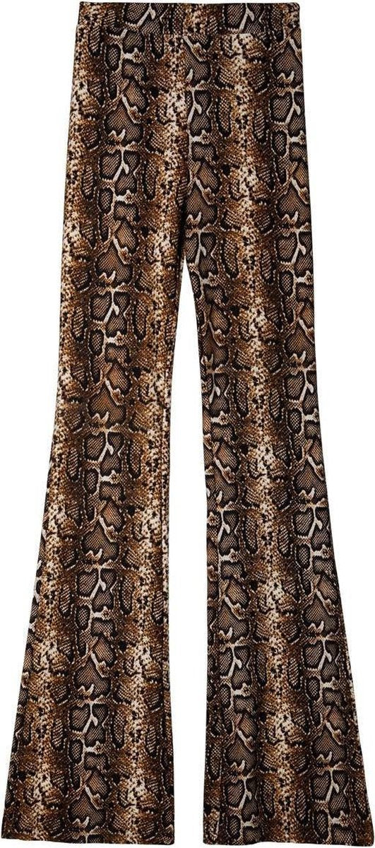 La Pèra Slangenprint Flared broek Jungle dierenprint bruin - Maat M