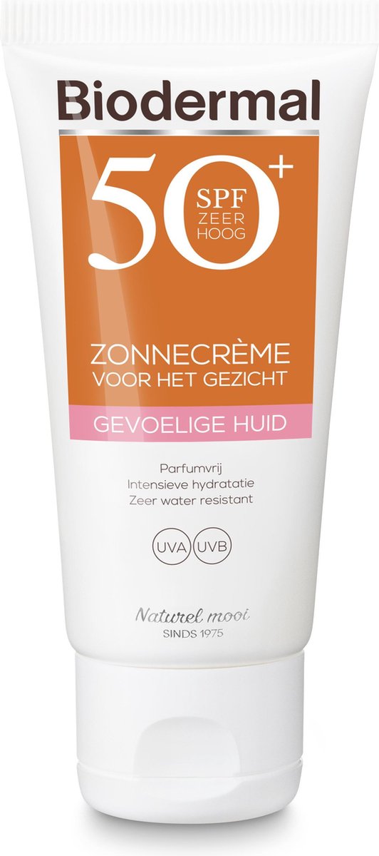 Biodermal Zonnebrand voor de Gevoelige huid - SPF 50 - 50ml - Zonnebrand voor het gezicht