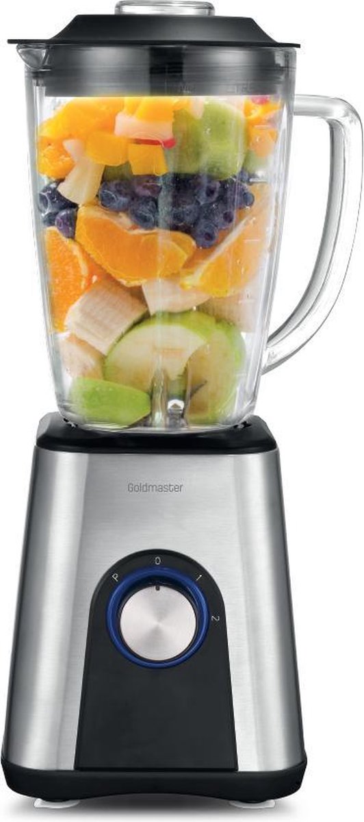 Goldmaster Power Blender met glazen kan - 1000W - 1.8L - RVS