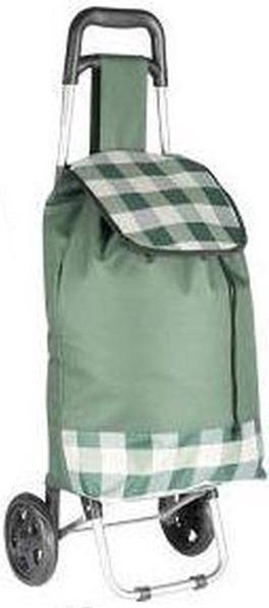 Boodschappentrolley groene blokken | 94x24x34cm | Shoppingtrolley | Opvouwbaar | Boodschappentas met wielen |