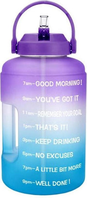 Drinkfles met Tekst - Waterbidon Buildlife 2.5 liter - Waterfles Quifit - Drinkflessen Volwassenen - Waterfles met Fruit Filter - Motivatie Waterfles - Sportfles Paars/Blauw