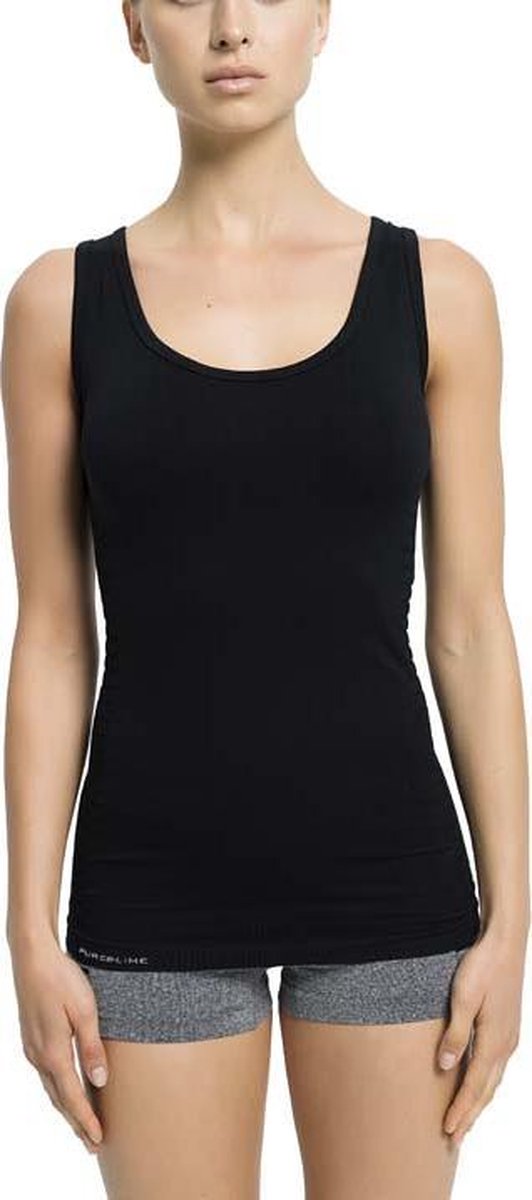 Pure Lime sportondergoed - dames Tanktop gesloten rug zwart - maat 48/50