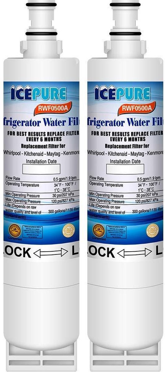 2X Whirlpool SBS200 Waterfilter 484000008726 / SBS002 / SBS001 van Icepure RWF0500A