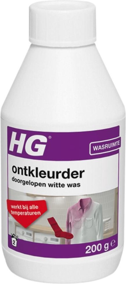 HG ontkleurder doorgelopen witte was - 200gr - herstelt verkleuring - geschikt voor handwas en machine