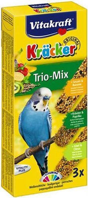 Vitakraft parkiet kracker vijgen/banaan-sesam/kiwi - 3 in 1 - 1 stuks