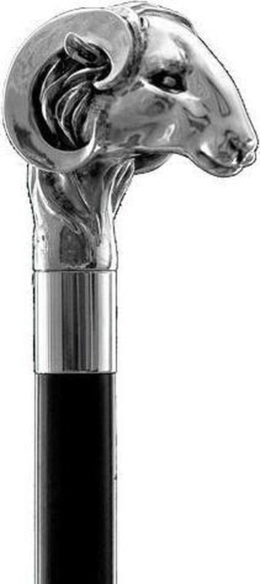 MadDeco - Ram - Beukenhouten wandelstok met zilver verguld handvat - Italiaans design