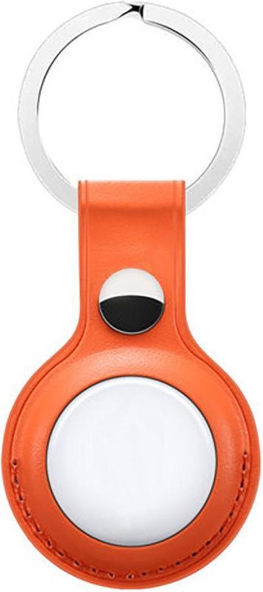Geschikt voor Apple AirTag Sleutelhanger - PU Leer AirTag Hoesje AirTag Hoesje - AirTag Apple Case - 1 stuk - Oranje