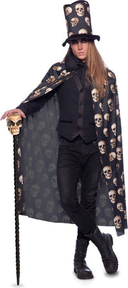 Doodskop cape met hoge hoed voor volwassenen - Verkleedkleding