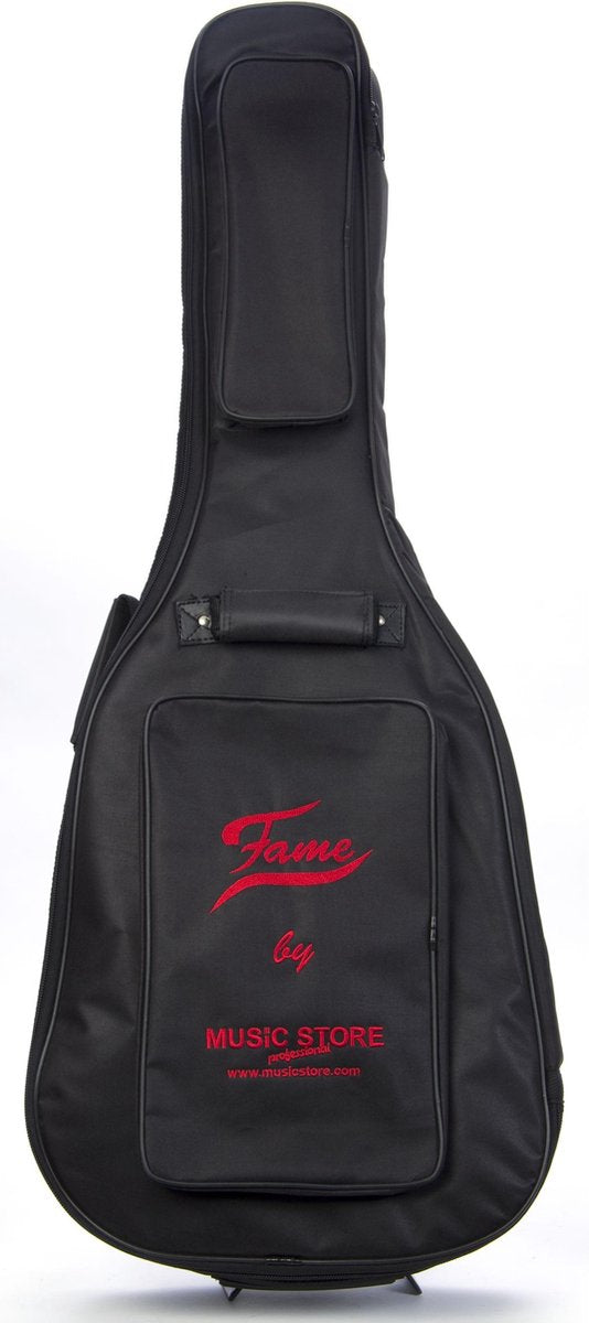 Bags voor western gitaren - Fame Western gitaar Gigbag Deluxe zwart/rood Logo
